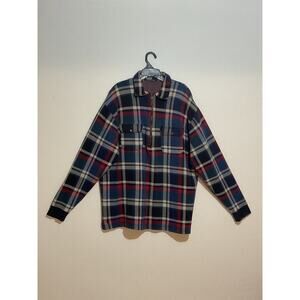 Vintage L Polo Ralph Lauren Plaid Zip Sweater Long Sleeve Shirt Lumberjack Large